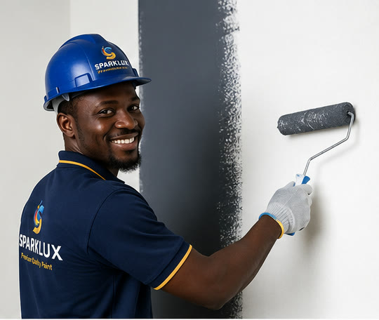 Sparklux painter applying paint to a wall